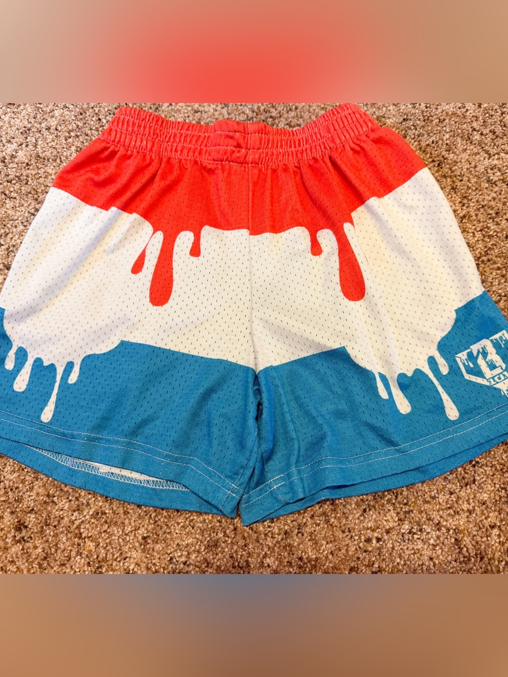 Boys drippy Baseball Athletic Shorts - Red White Blue- Patriotic YM
